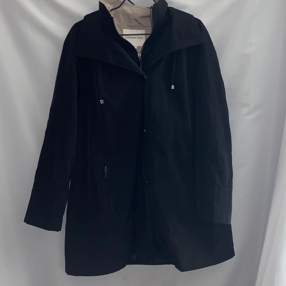 NWOT Coldwater Creek Wo size XL Black Raincoat / Coat with removable Hood - Picture 6 of 13